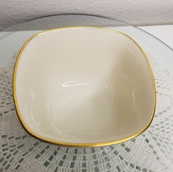 Lenox Canterbury Bowl Hand Decorated Cream Ivory 24K Gold Trim 3"H x 4.25"W - Picture 3 of 6